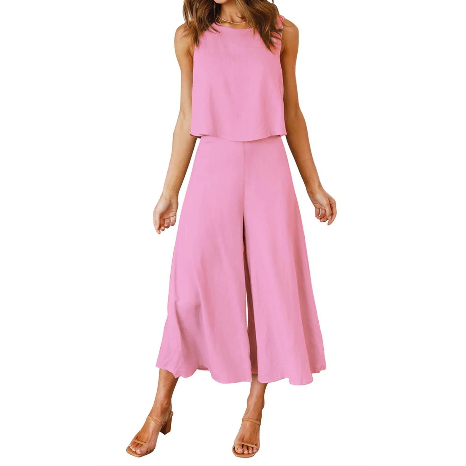 Damen Luftiger Jumpsuit mit Schwingendem Bein und Ärmellosem Design R&B - Image 10