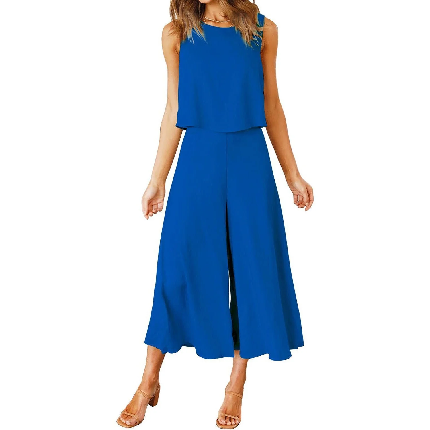 Damen Luftiger Jumpsuit mit Schwingendem Bein und Ärmellosem Design R&B - Image 13