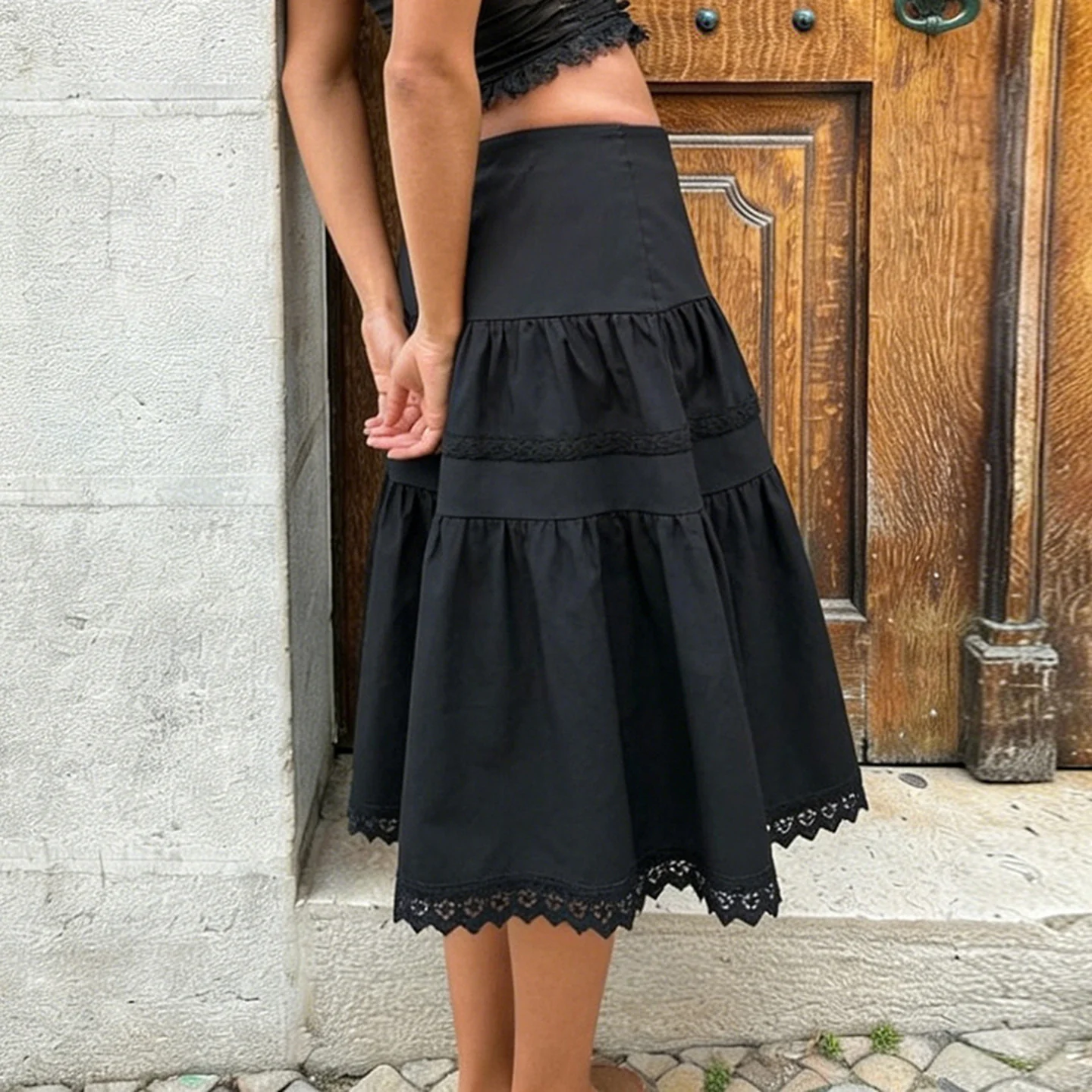 Damen luftiger Maxirock mit eleganten Rüschendetails R&B - Image 3