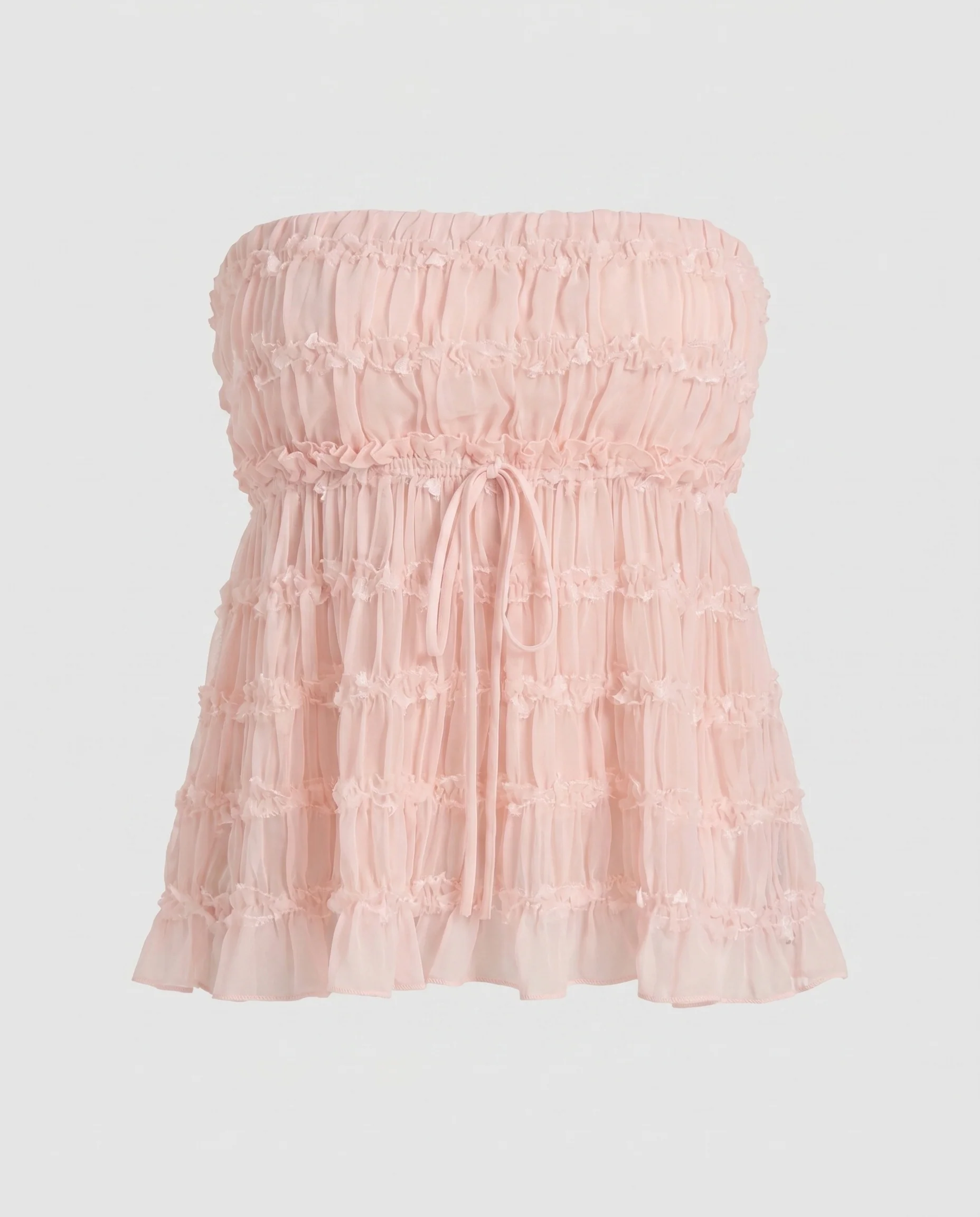 Damen luftiges Bustier-Oberteil mit Rüschendesign und verstellbarem Kordelzug - Image 5