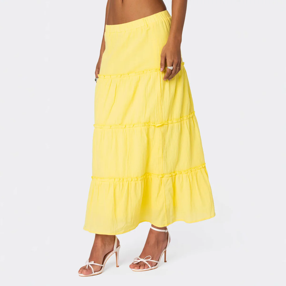 Damen luftiges Crop-Top mit bezauberndem Häkelmuster und schwingendem Saum R&B - Image 3