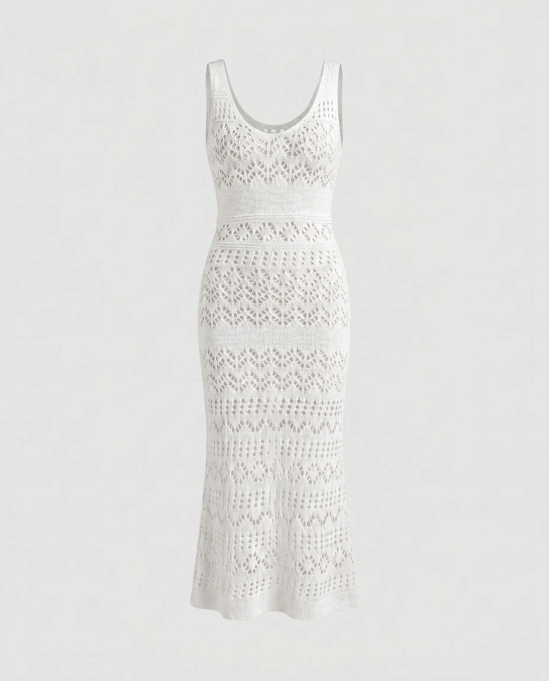 Damen luftiges Häkel-Maxikleid mit tiefem V-Ausschnitt und feinen Details - Image 5