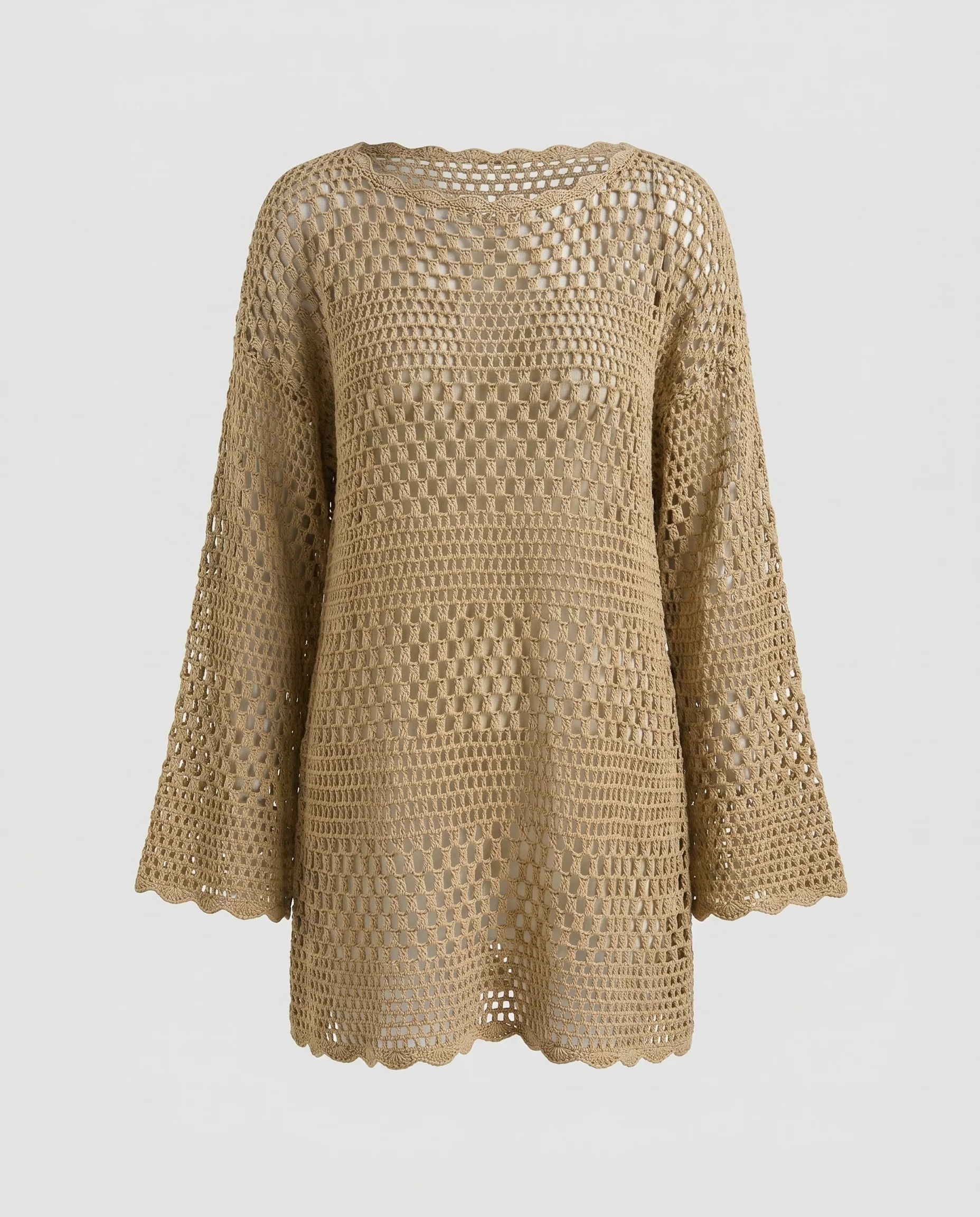 Damen luftiges Häkelkleid mit weit geschnittenen Ärmeln - Image 4