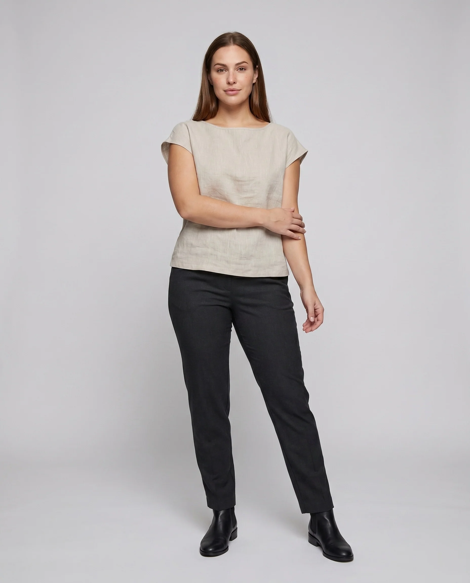 Damen luftiges Leinenoberteil mit feinen Details