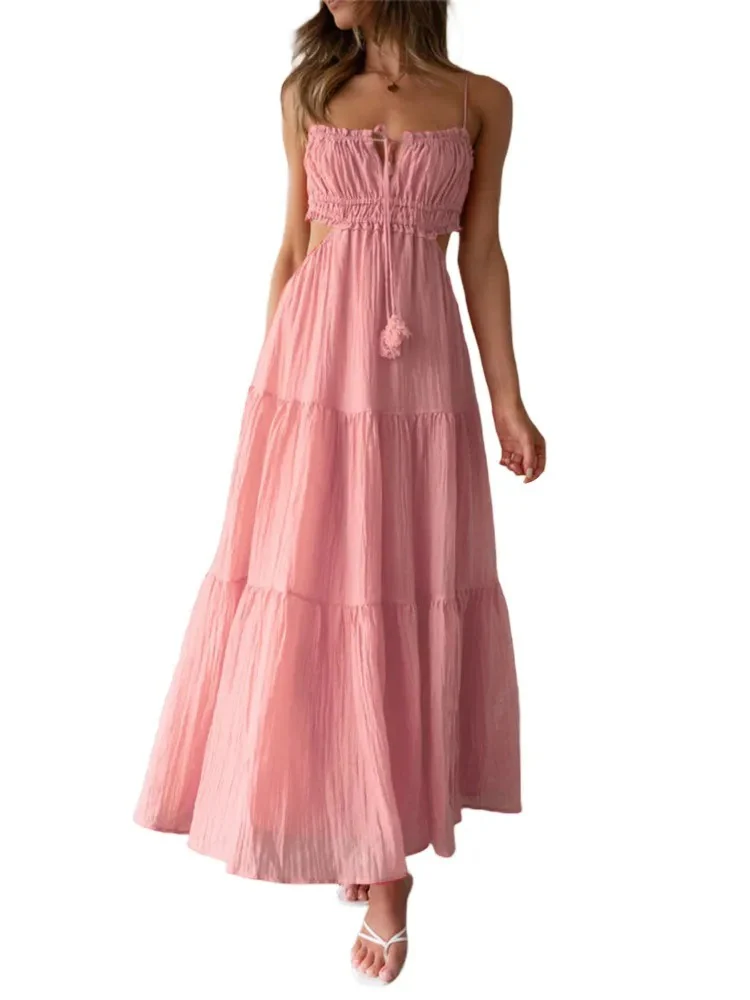 Damen luftiges Maxikleid mit Rüschendetails und verstellbarem Taillenband R&B - Image 6