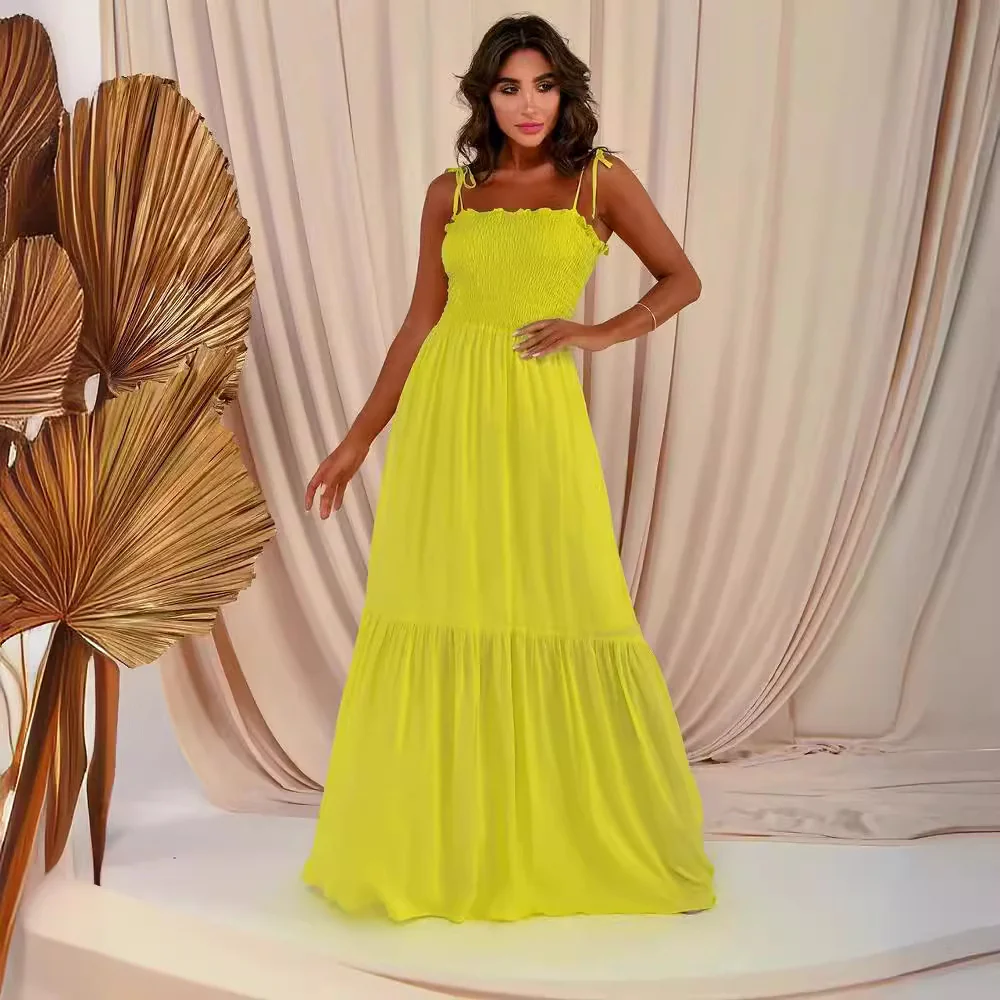 Damen luftiges Maxikleid mit Spaghetti-Trägern und Rüschendetails R&B - Image 3