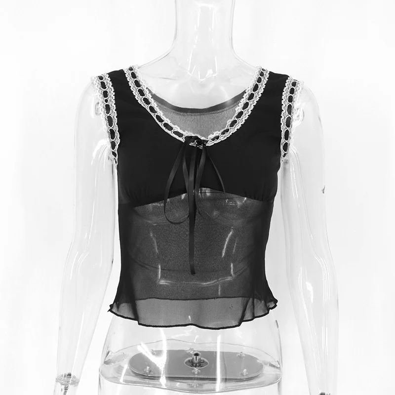 Damen luftiges Oberteil mit eleganten Spitzenakzenten und zarter Schnürung R&B - Image 6