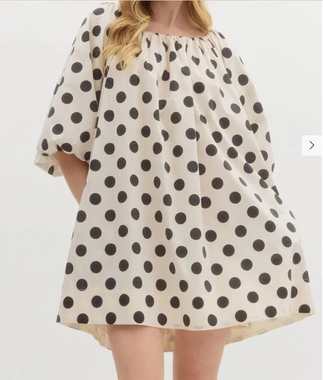 Damen luftiges Polka-Dots Kleid im Oversize-Schnitt R&B - Image 2