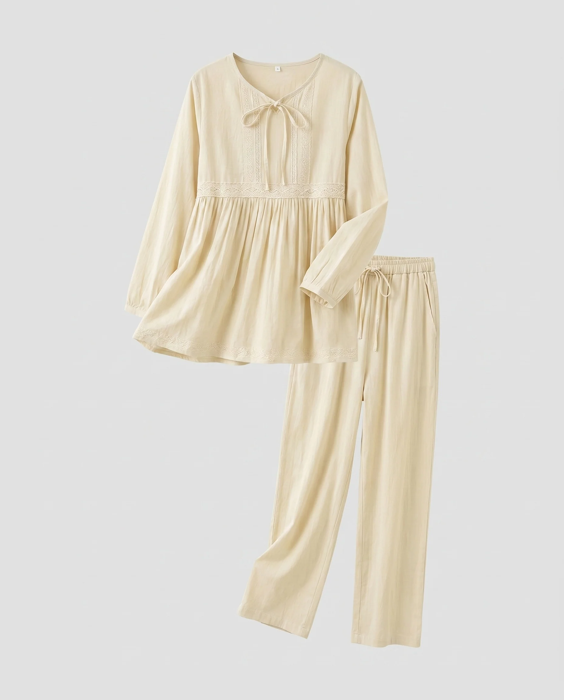 Damen luftiges Pyjama-Set mit feiner Stickerei und weichem Material - Image 4