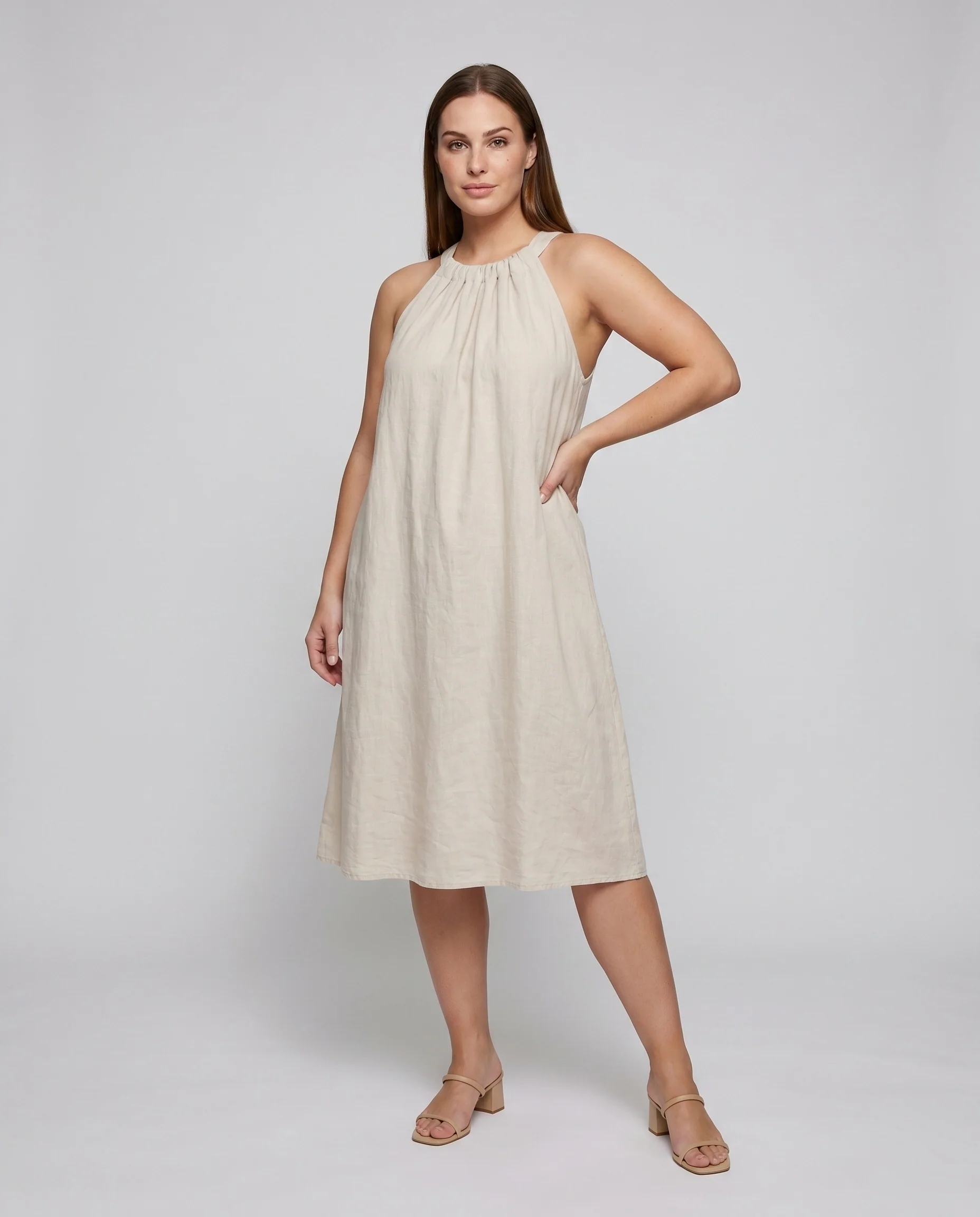 Damen luftiges Sommerkleid aus hochwertigem Leinen