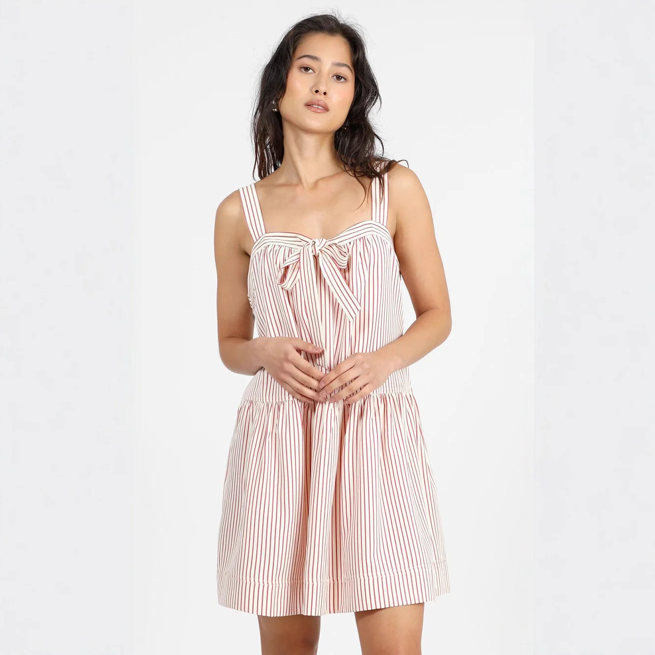 Damen luftiges Sommerkleid mit dekorativem Schleifenakzent R&B