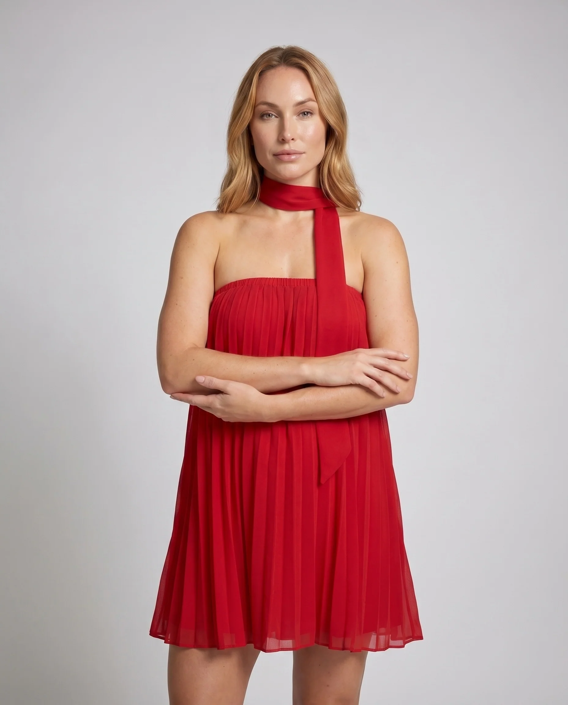 Damen luftiges Sommerkleid mit feinen Plisseefalten und elastischem Oberteil - Image 2