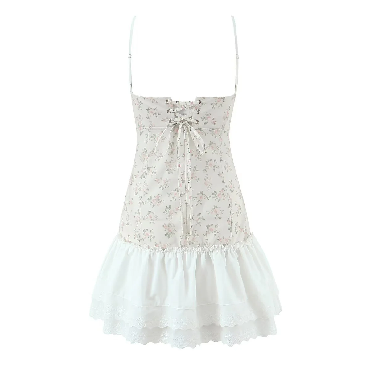 Damen luftiges Sommerkleid mit floralem Muster und voluminösem Rüschensaum R&B - Image 2