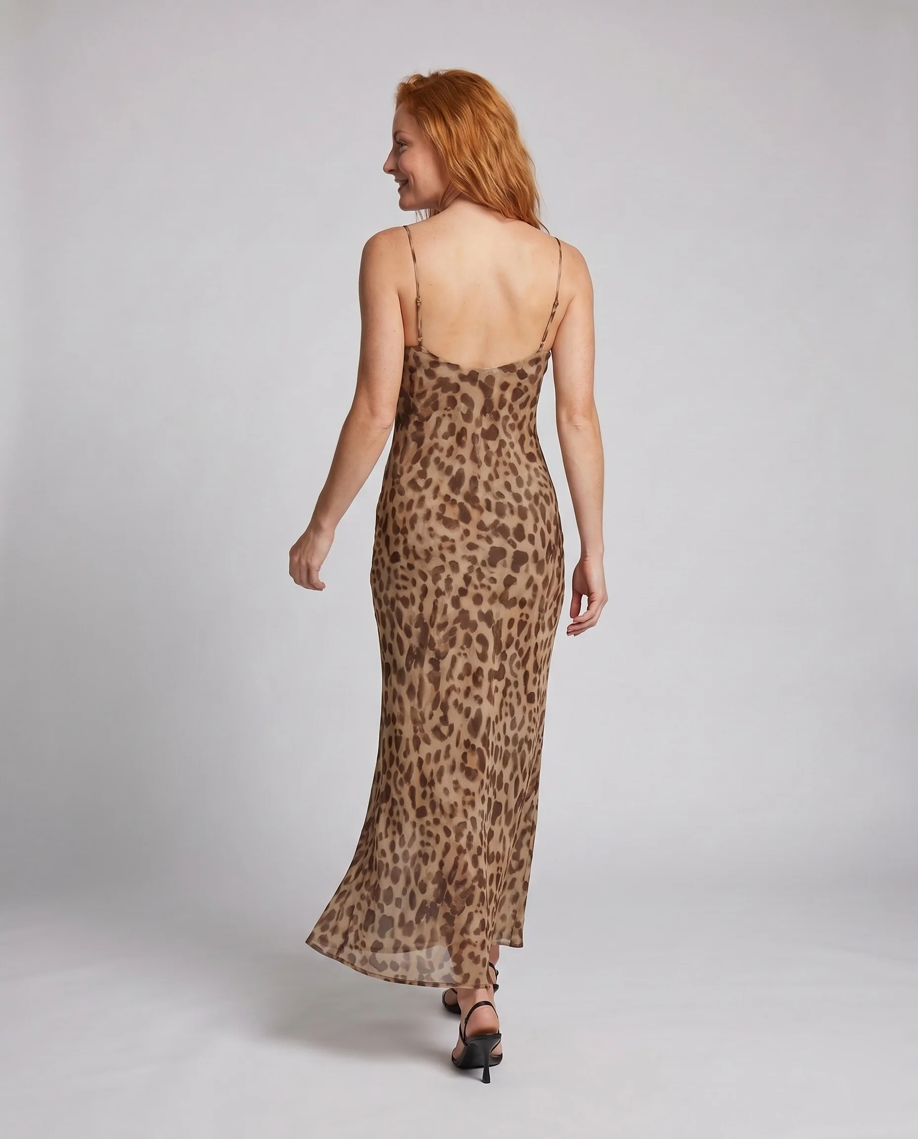 Damen Luxus Maxikleid mit elegantem Animal-Print und schmalen Trägern R&B - Image 4