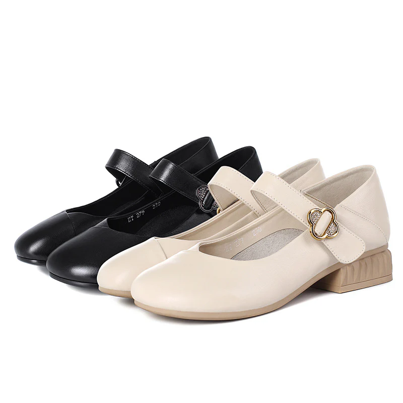 Damen Mary Jane Ballerinas mit dekorativem Riemen und bequemem Blockabsatz R&B - Image 5
