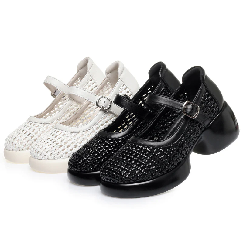 Damen Mary Jane Ballerinas mit modischem Flecht-Design und bequemer Sohle R&B - Image 5