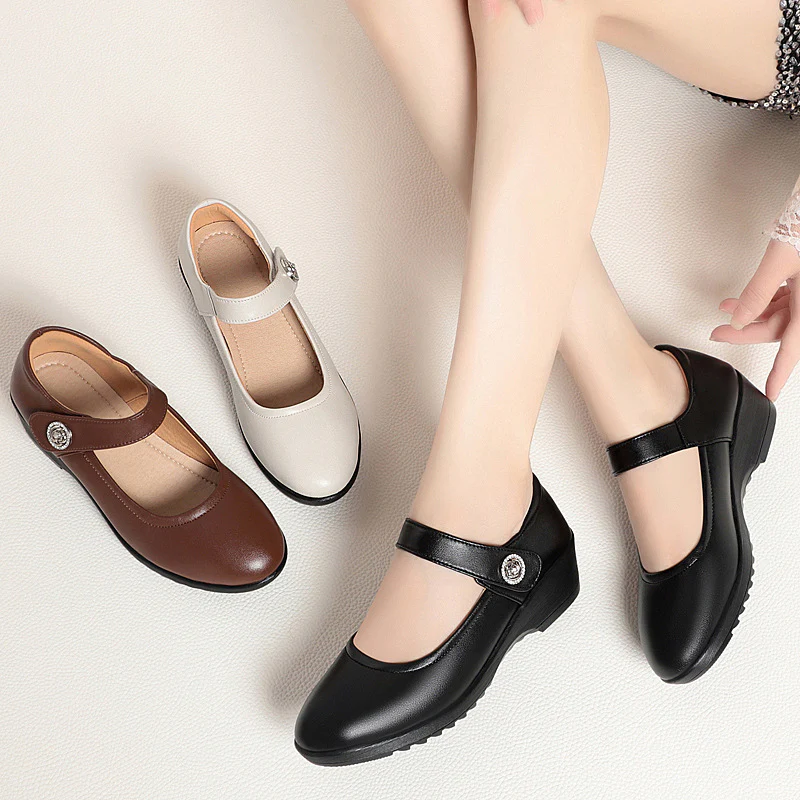 Damen Mary Jane Ballerinas mit modischem Riemen und bequemem Absatz R&B - Image 4
