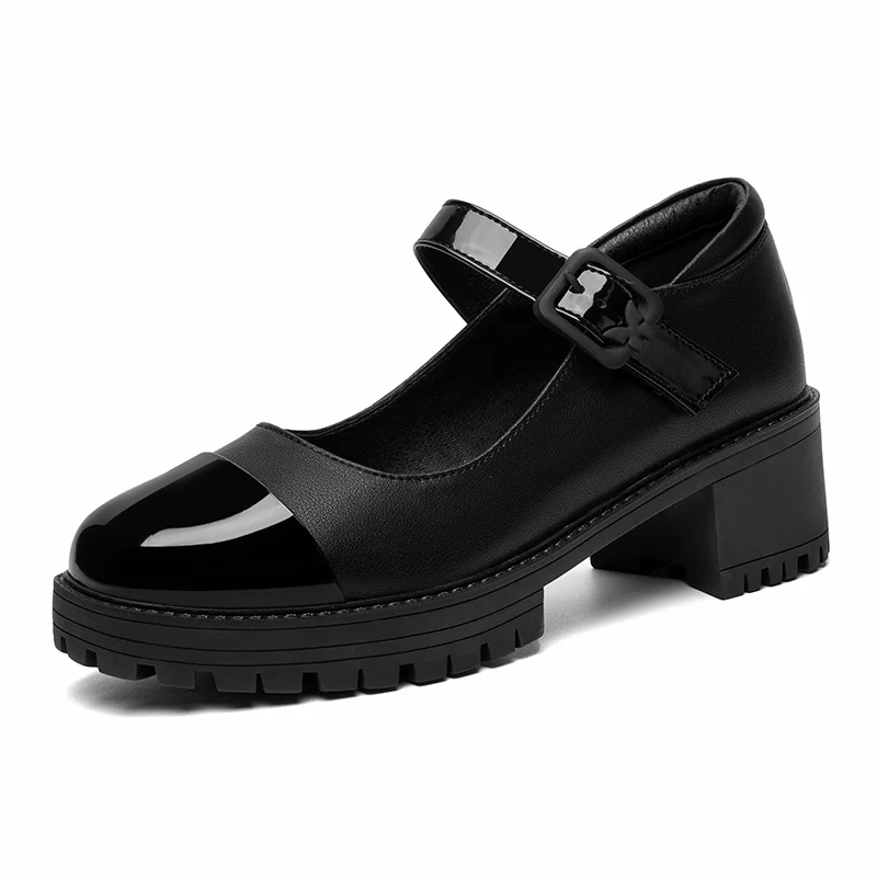 Damen Mary Jane Ballerinas mit modischem Riemen und komfortablem Absatz R&B - Image 5
