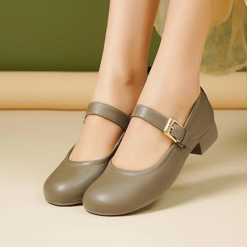 Damen Mary Jane Ballerinas mit rutschfester Sohle und verstellbarem Riemen R&B - Image 3