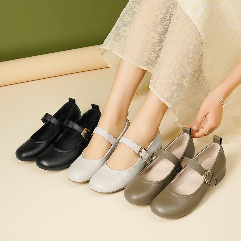 Damen Mary Jane Ballerinas mit rutschfester Sohle und verstellbarem Riemen R&B - Image 5