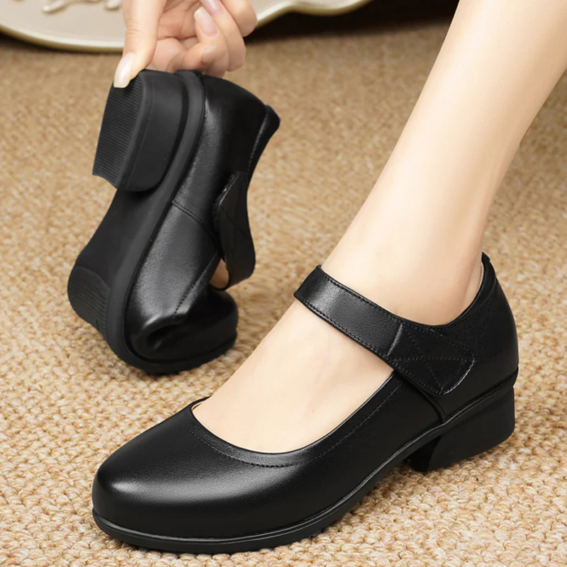 Damen Mary Jane Ballerinas mit verstellbarem Riemen und bequemem Fußbett R&B - Image 4