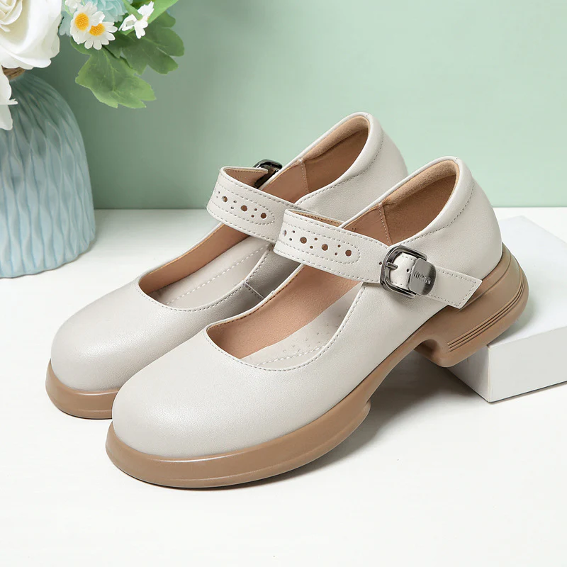 Damen Mary Jane Ballerinas mit verstellbarem Riemen und komfortablem Fußbett R&B - Image 6