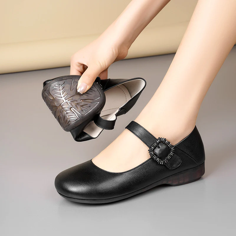 Damen Mary Jane Schuhe mit dekorativer Schnalle und komfortablem Blockabsatz R&B