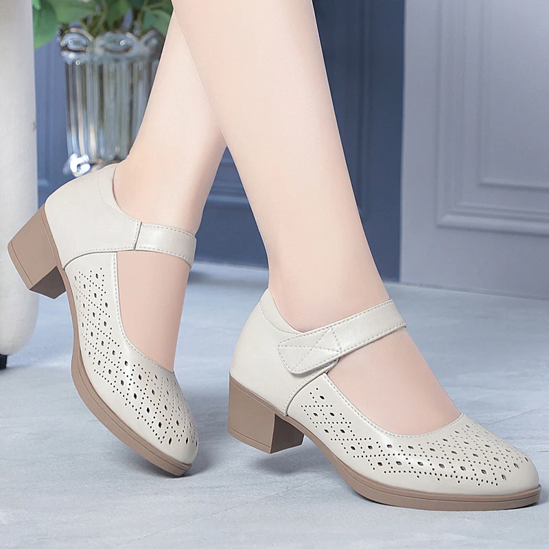 Damen Mary Jane Schuhe mit elegantem Lochdesign und bequemem Blockabsatz R&B - Image 3