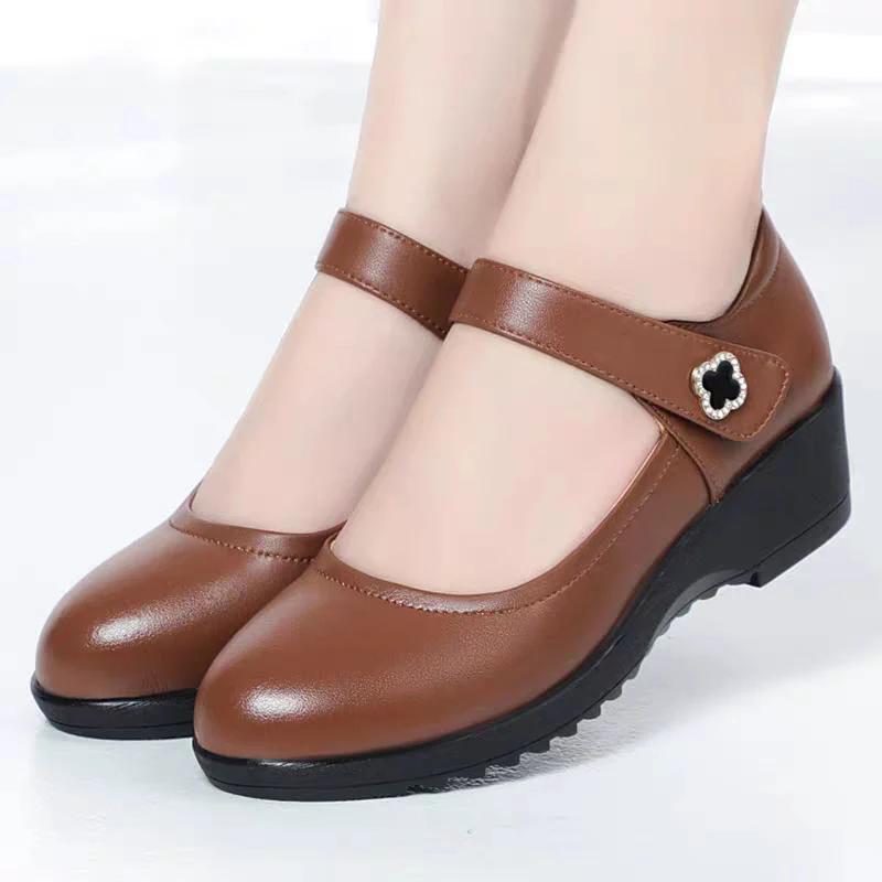Damen Mary Jane Wedge-Schuhe mit verstellbarem Riemen und eleganter Schnalle R&B - Image 3