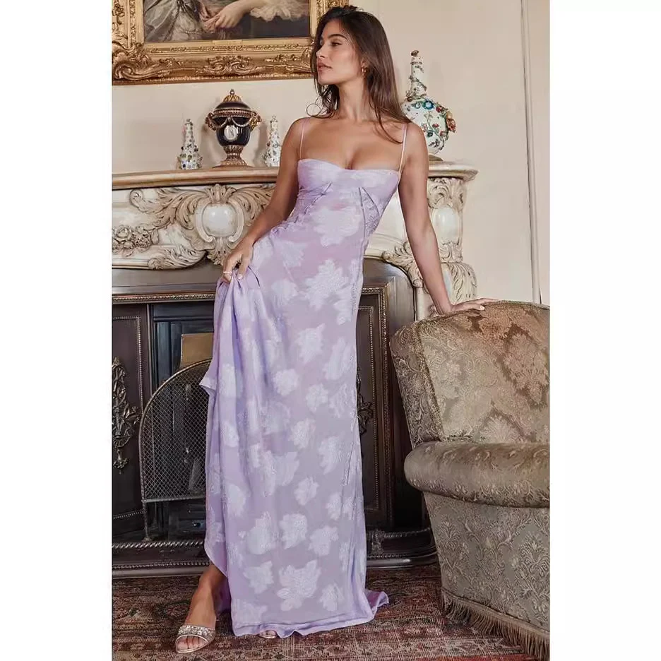 Damen Maxi-Cocktailkleid mit floralem Chiffon und schmalen Spaghettiträgern R&B - Image 3