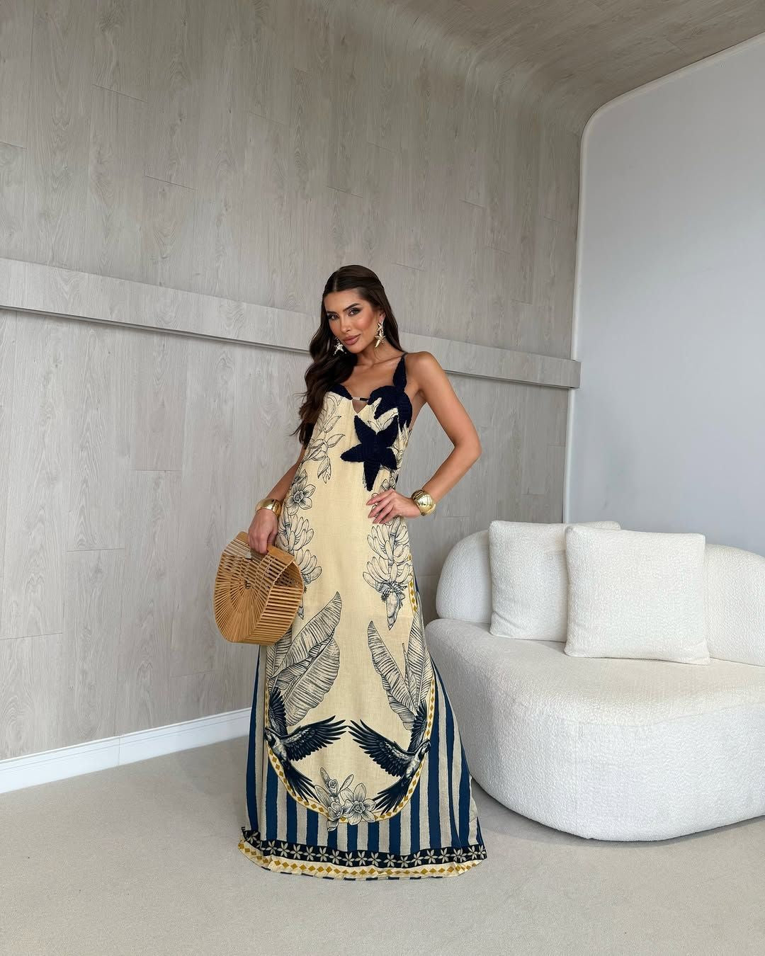 Damen Maxi-Kleid mit floralem Druck und kontrastierenden Akzenten R&B - Image 6