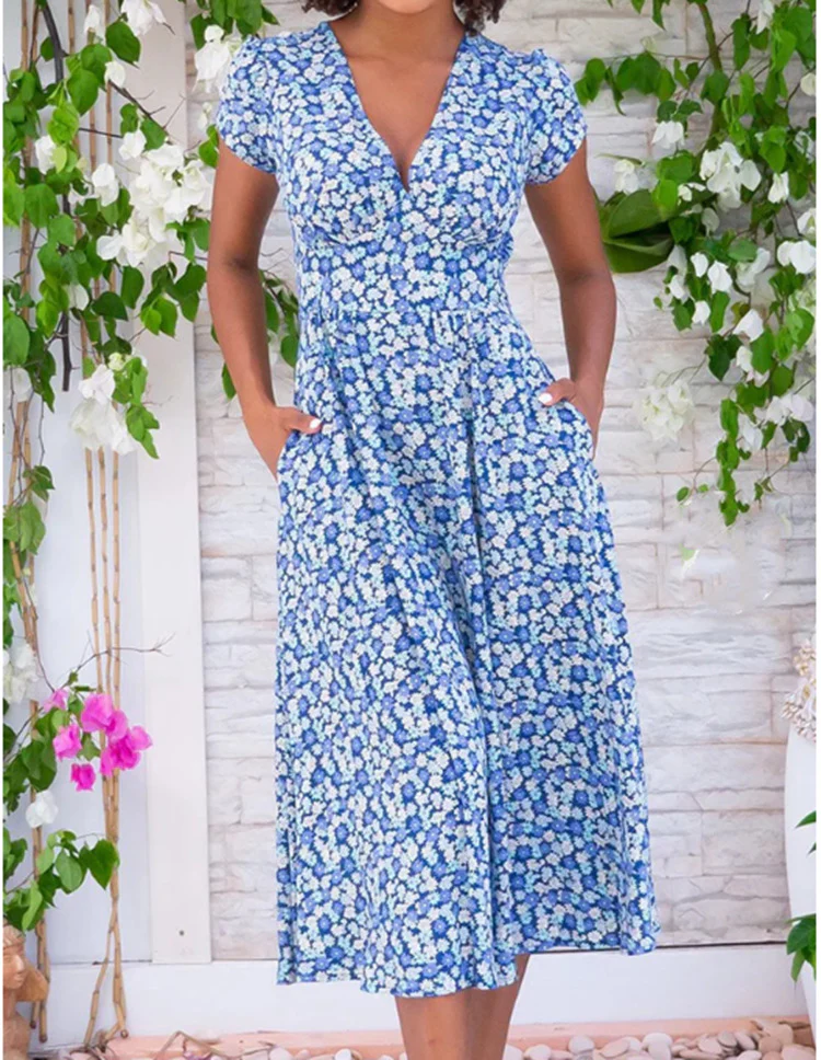 Damen Maxi-Kleid mit floralen Mustern und Taschen R&B - Image 9
