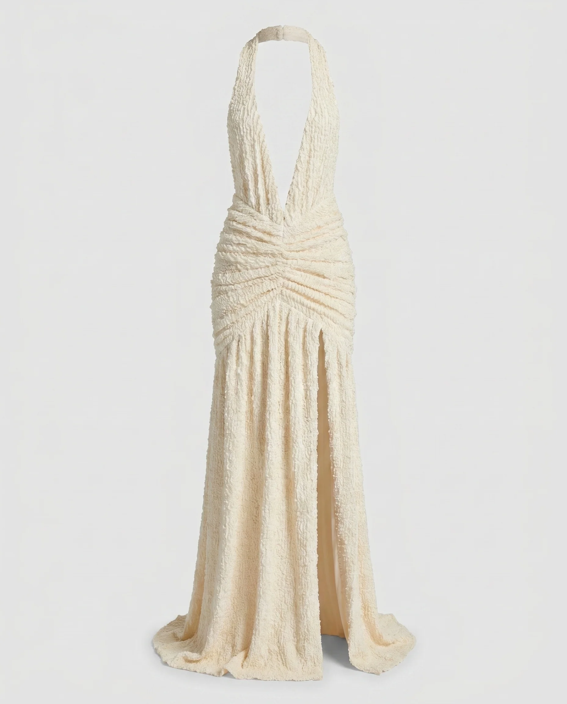 Damen Maxi-Kleid mit tiefem V-Ausschnitt und seitlichem Schlitz R&B - Image 5
