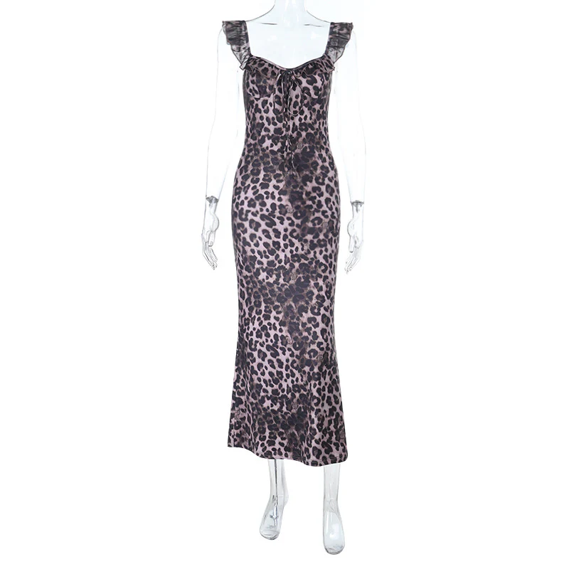 Damen Maxi-Kleid mit verführerischem Leopardenmuster und Rüschendetails R&B - Image 6