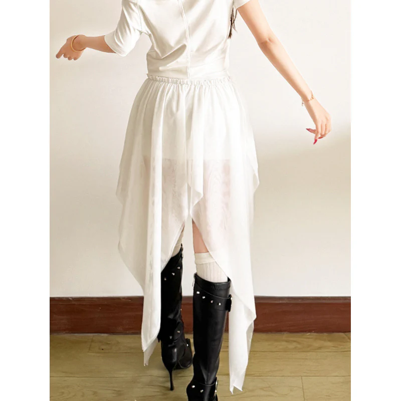Damen Maxi-Skirt mit fließendem Chiffon und asymmetrischem Schnitt R&B - Image 3