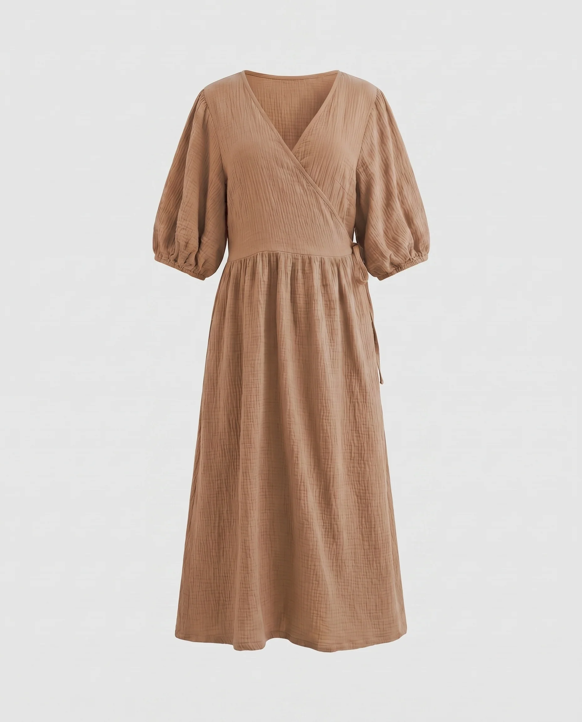 Damen Maxi-Wickelkleid mit eleganten Ballonärmeln und hohem Komfort - Image 10
