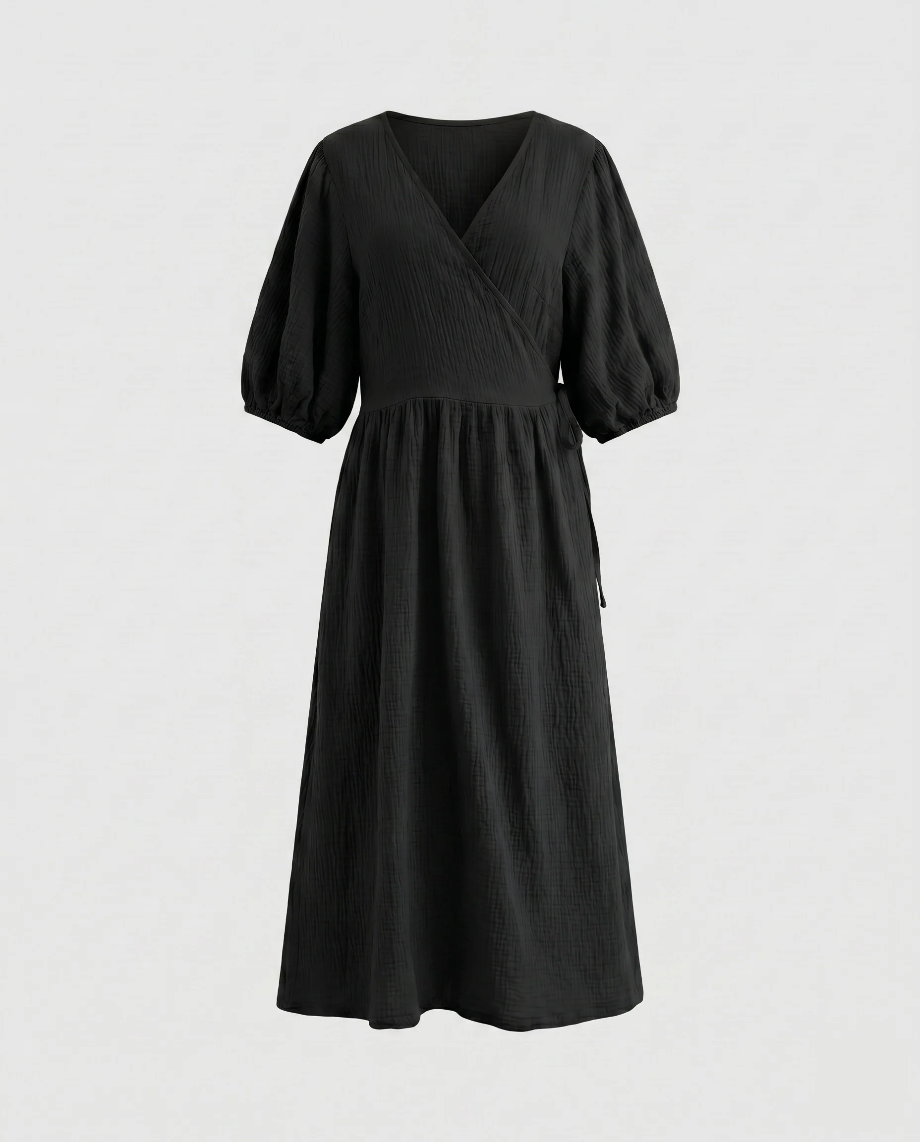 Damen Maxi-Wickelkleid mit eleganten Ballonärmeln und hohem Komfort - Image 12