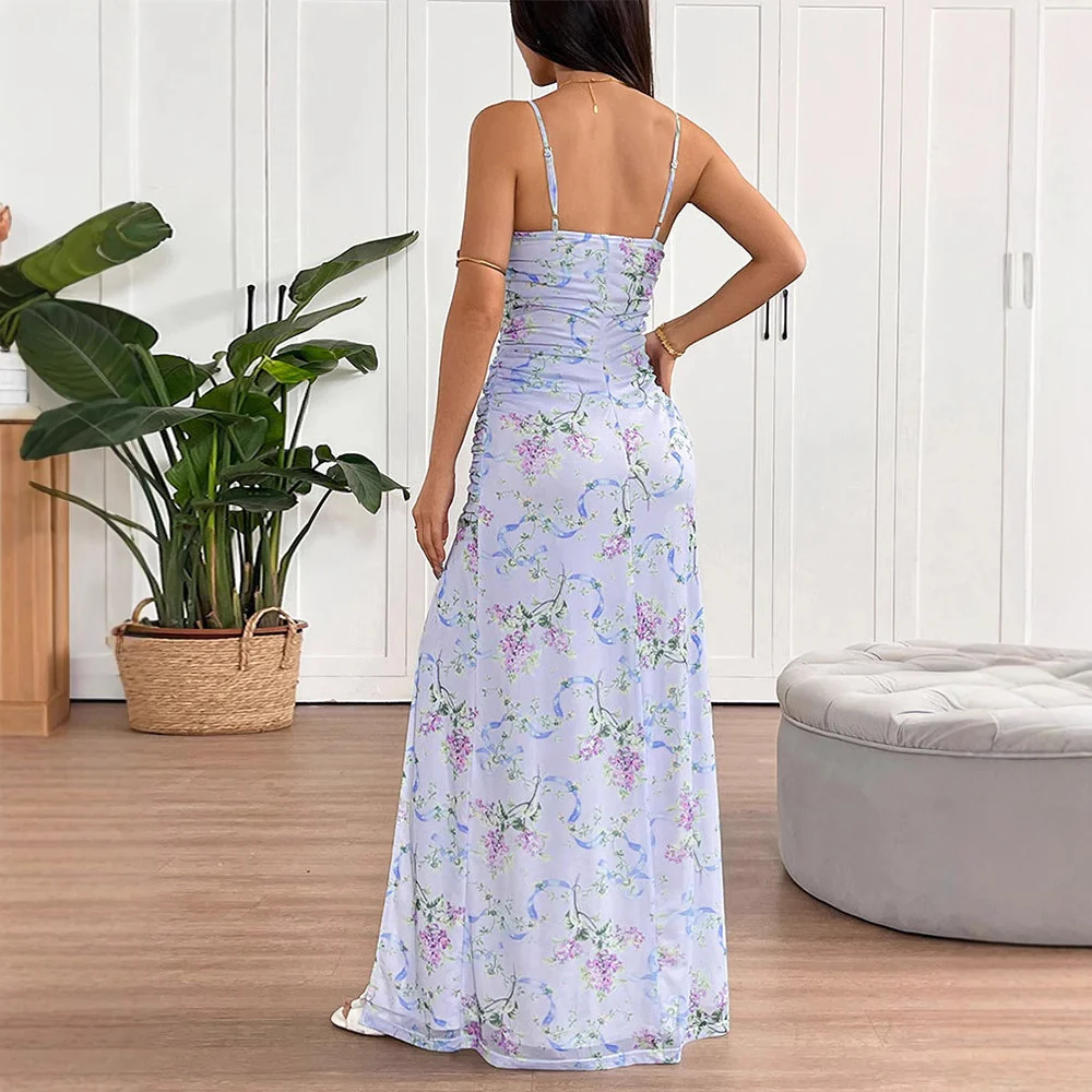 Damen Maxikleid im romantischen Floral-Design mit verstellbaren Trägern R&B - Image 4