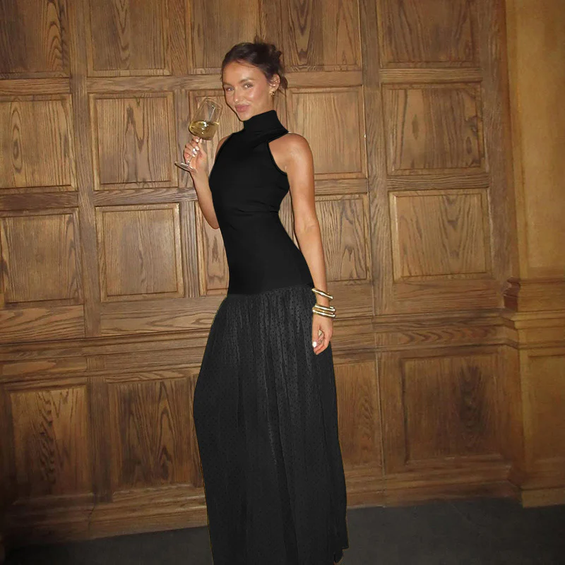 Damen Maxikleid mit ärmellosem Oberteil und romantischem Rüschensaum R&B - Image 3