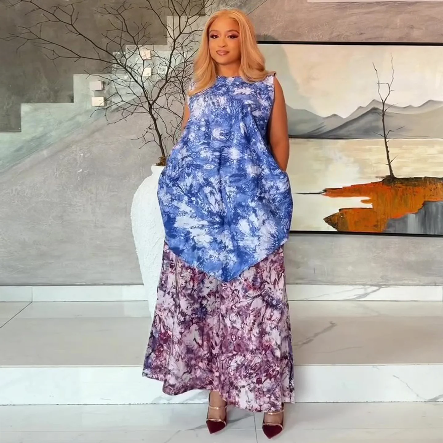 Damen Maxikleid mit asymmetrischem Design und praktischem Taschenbereich R&B - Image 6