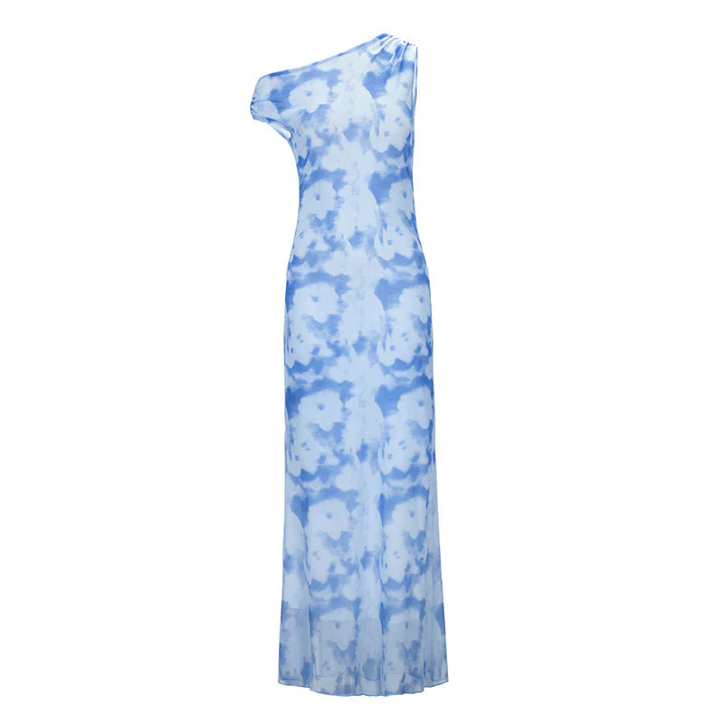 Damen Maxikleid mit asymmetrischem One-Shoulder-Design und zartem Blumendruck R&B - Image 6