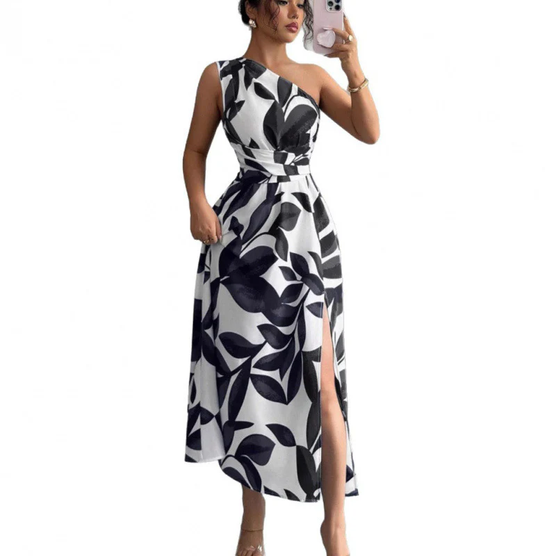 Damen Maxikleid mit asymmetrischem Schnitt und floralem Design R&B - Image 4