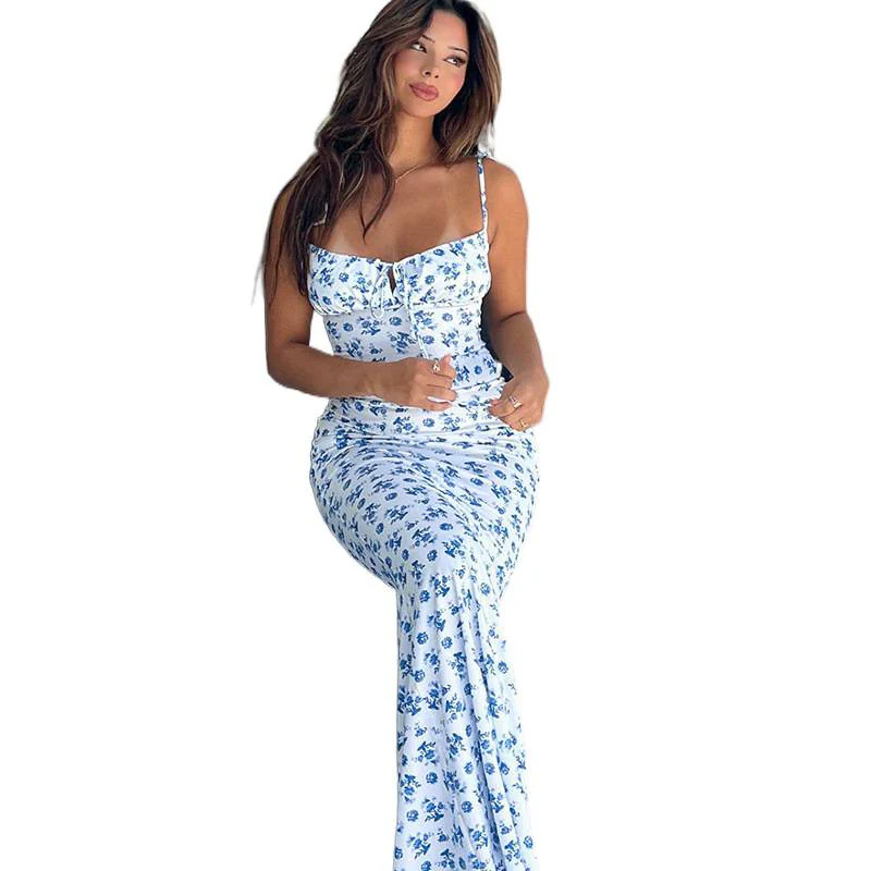 Damen Maxikleid mit Blumenmuster und trägerlosem Design R&B - Image 4