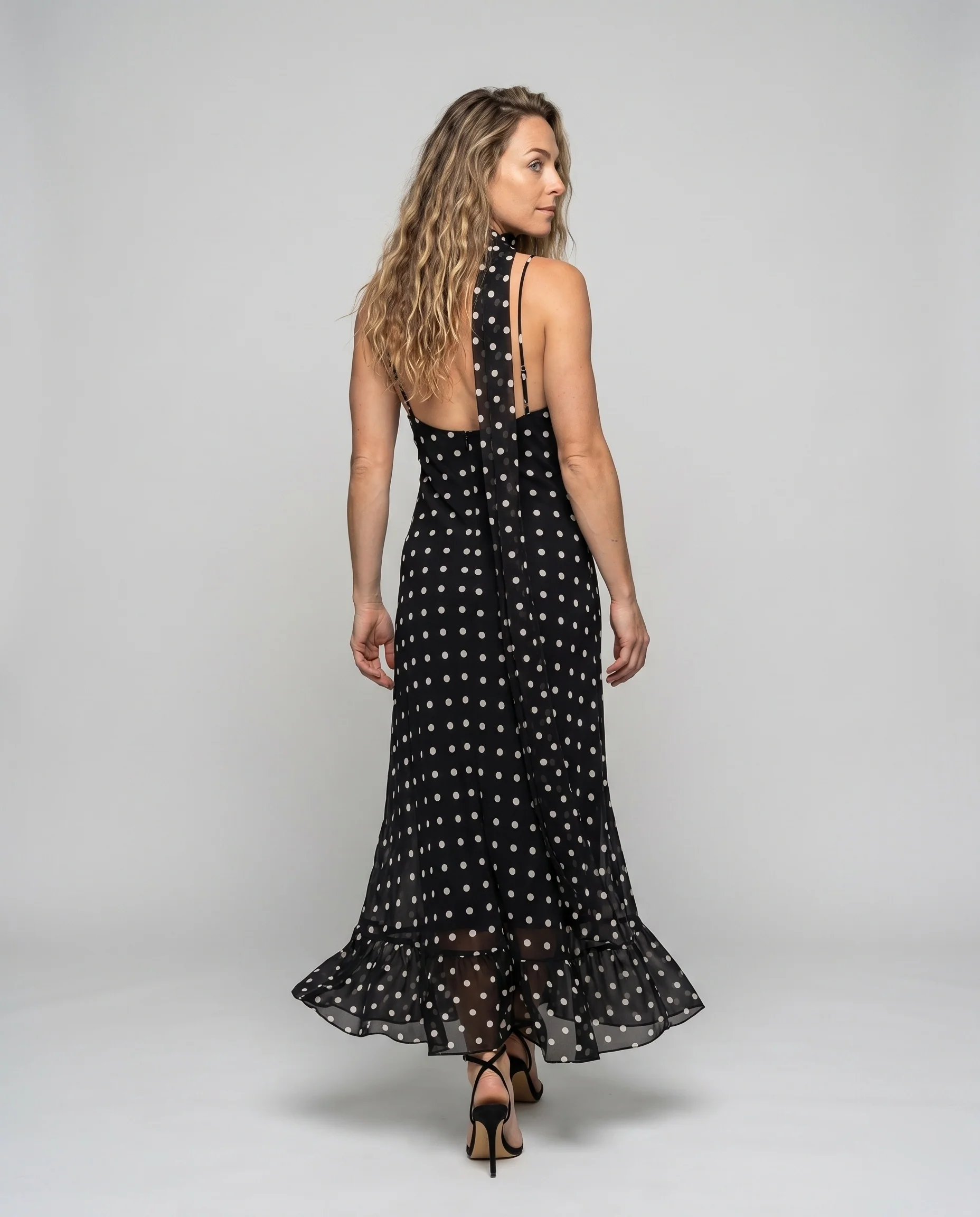 Damen Maxikleid mit Charmante Punkte und Raffinierten Rüschen R&B - Image 4