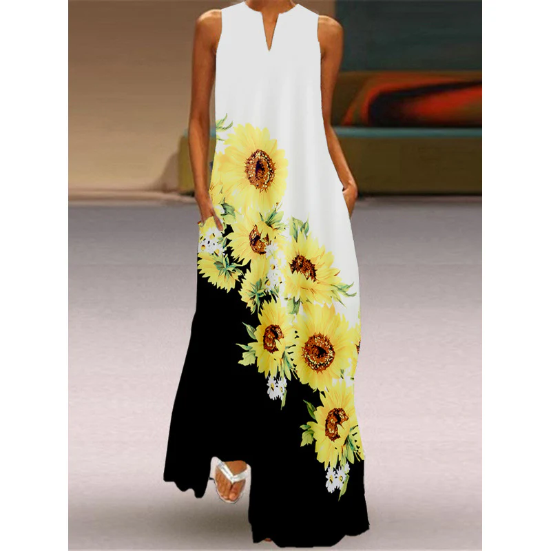 Damen Maxikleid mit elegantem floralem Design und seitlichen Taschen R&B - Image 12