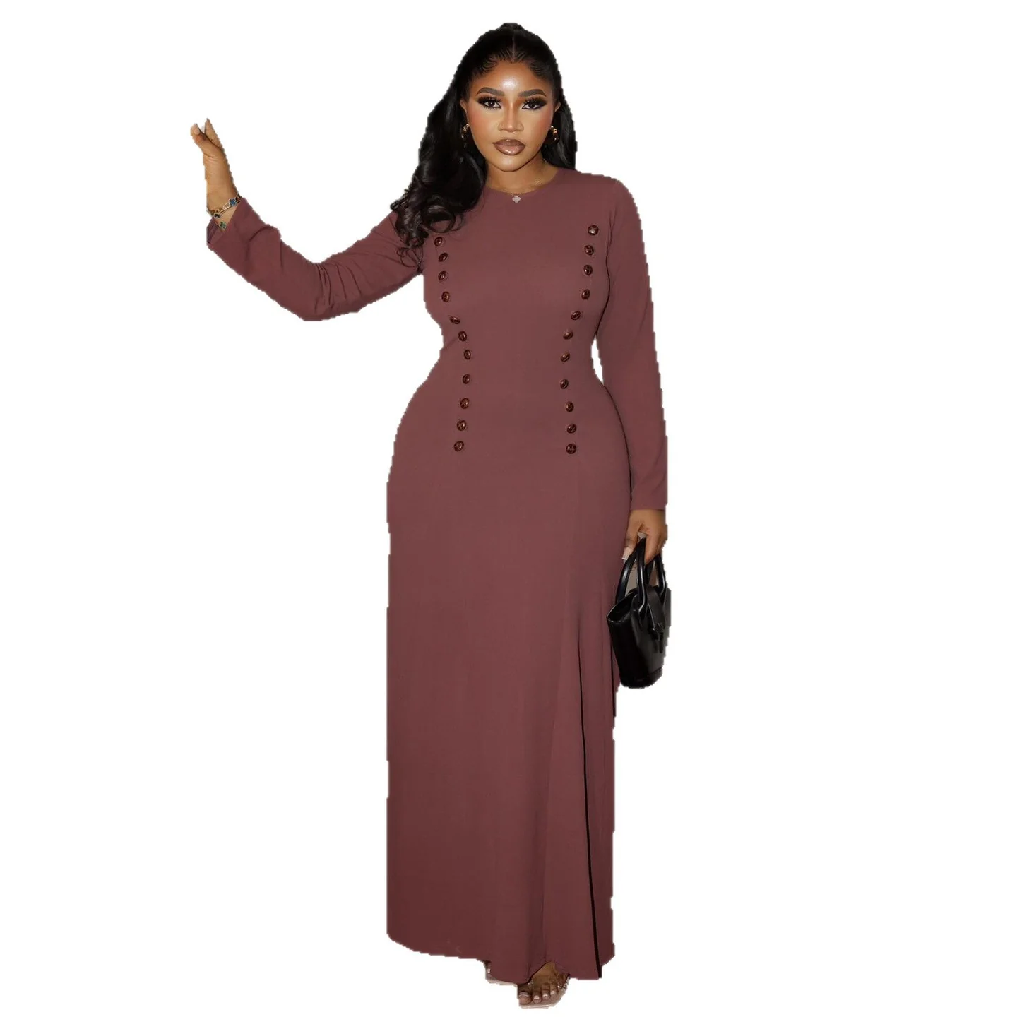 Damen Maxikleid mit elegantem Knopfdetail und tailliertem Schnitt R&B - Image 5