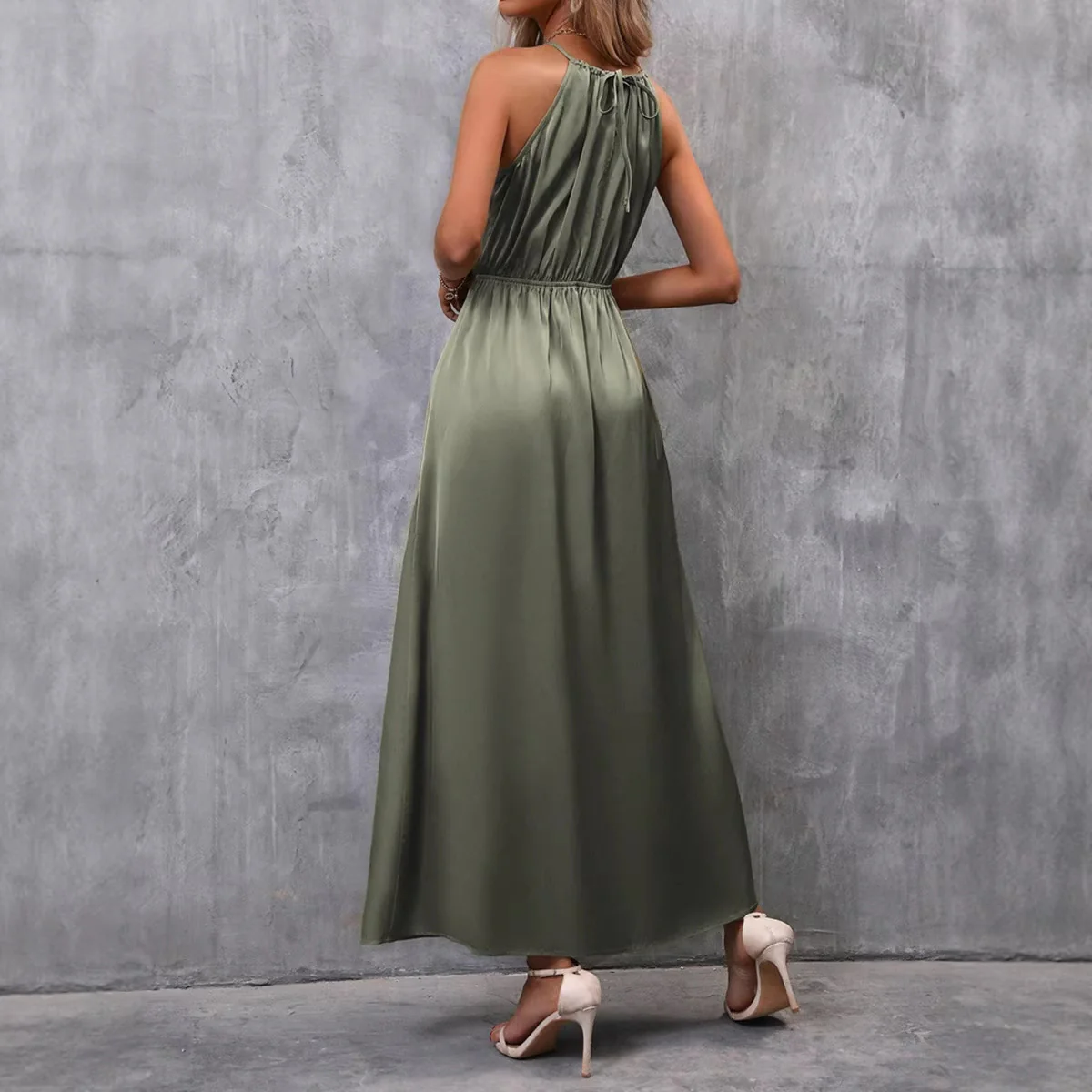 Damen Maxikleid mit elegantem Schlitz und bindbarem Oberteil R&B - Image 3