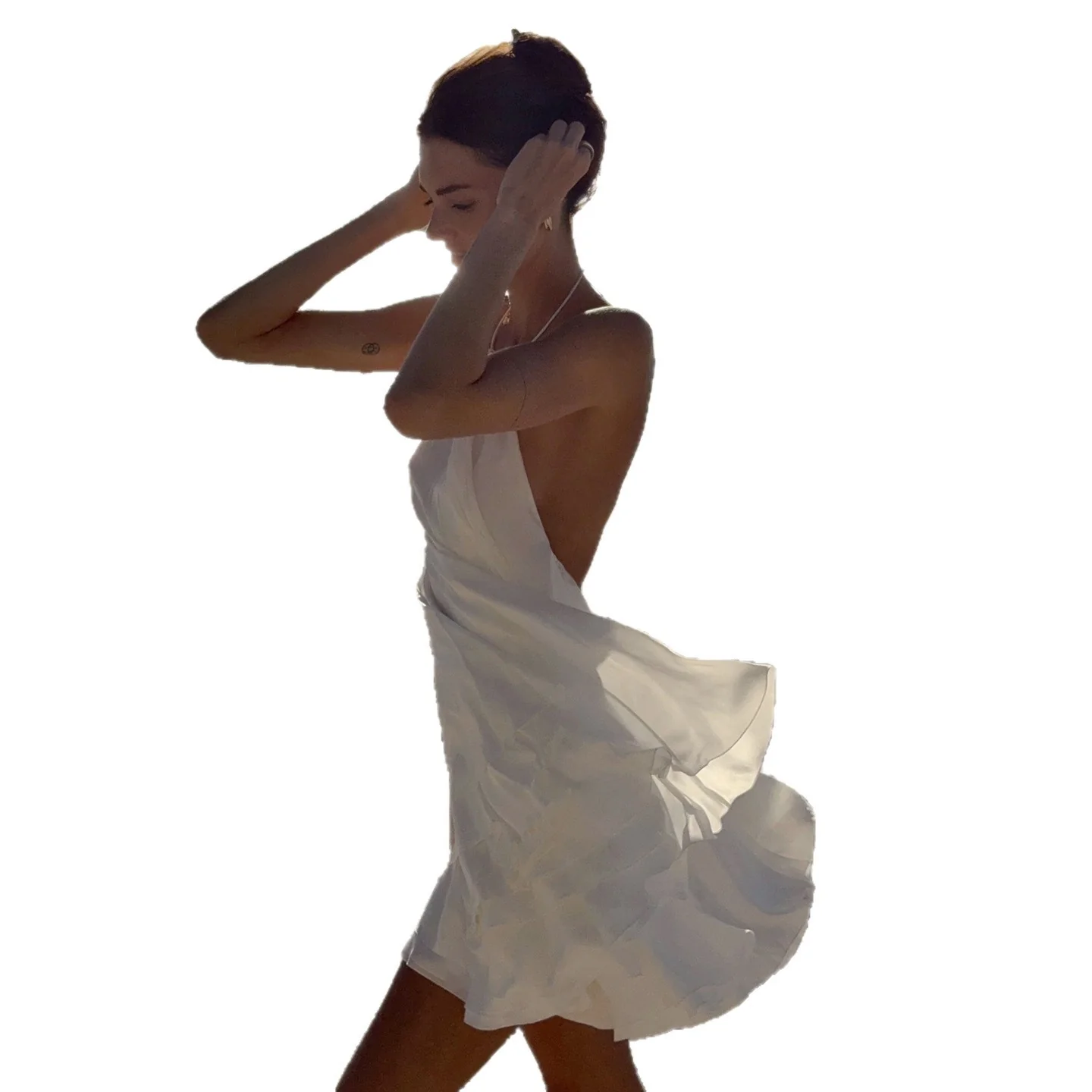 Damen Maxikleid mit elegantem V-Ausschnitt und verstellbarem Taillenband R&B - Image 5