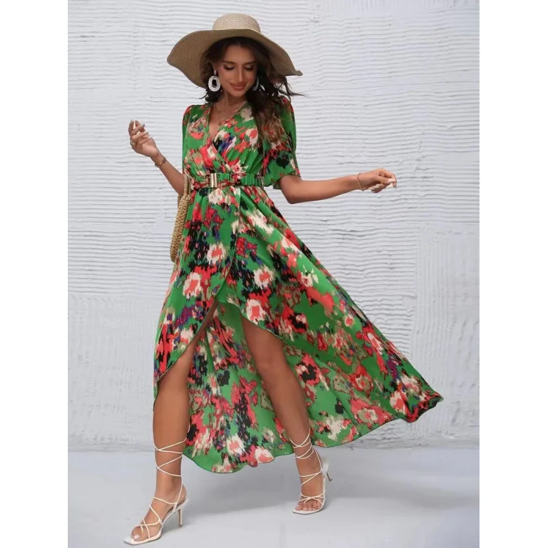 Damen Maxikleid mit elegantem Wickelausschnitt und floralem Design R&B - Image 2