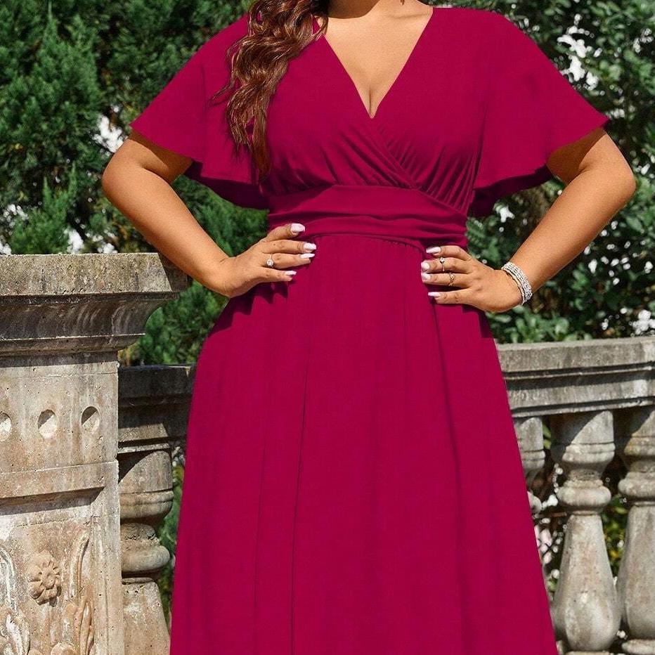 Damen Maxikleid mit elegantem Wickeloberteil und fließendem Rock R&B - Image 3